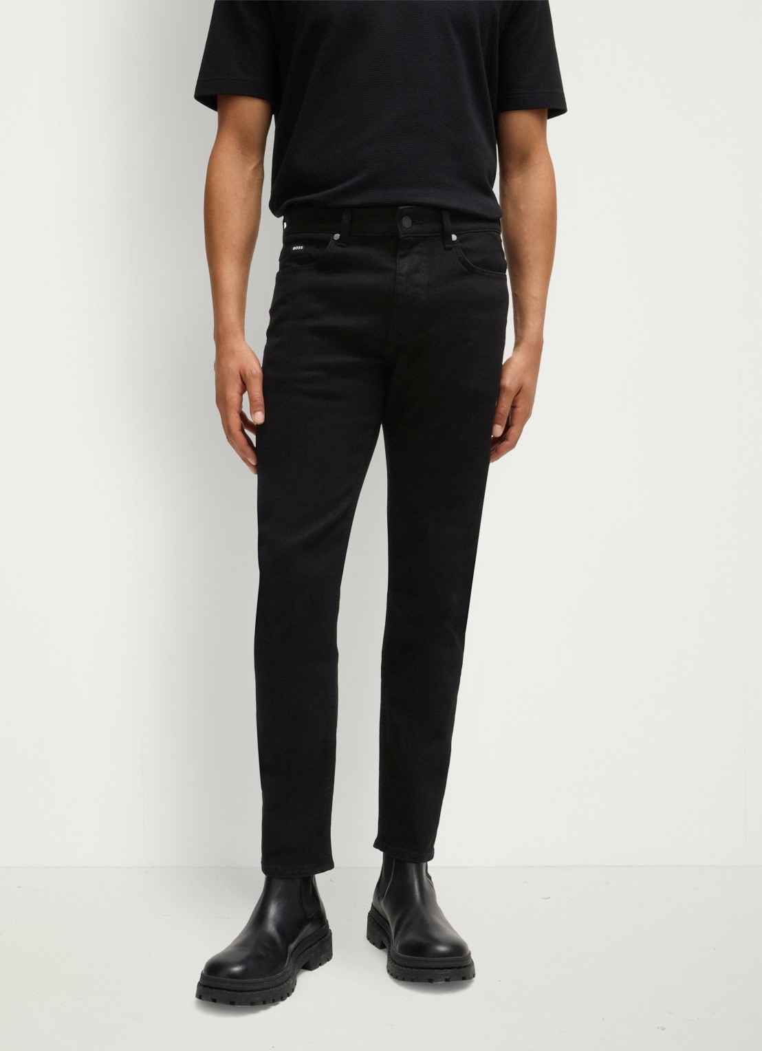 BOSS H-Delaware slim fit jeans met gekleurde wassing - detail 3 zwart