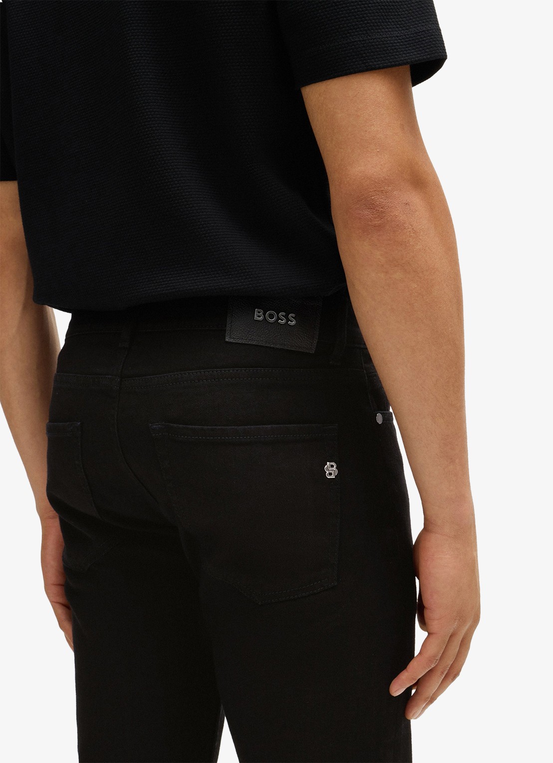 BOSS H-Delaware slim fit jeans met gekleurde wassing - detail 6 zwart