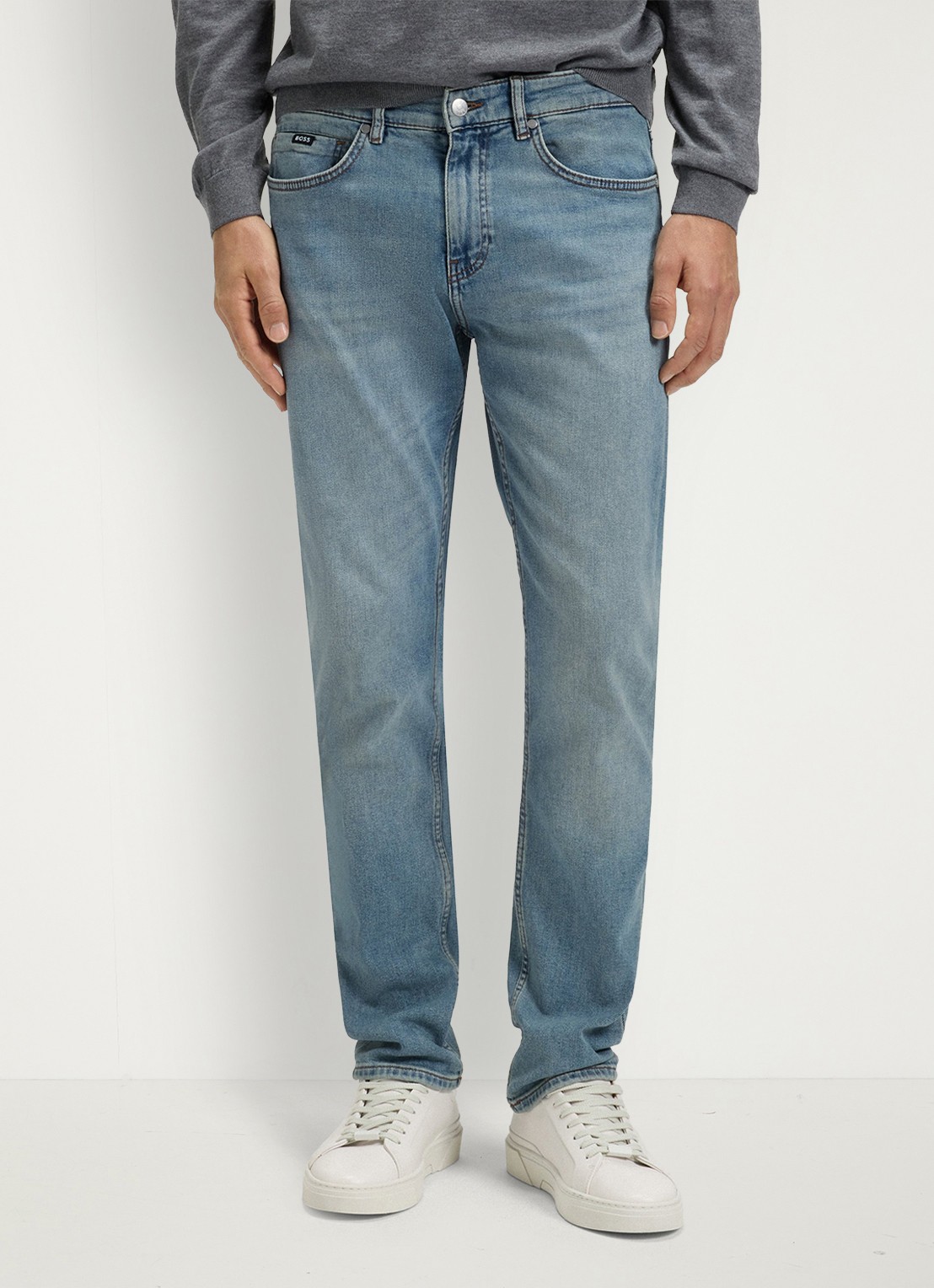 BOSS H-Delaware slim fit jeans met verwassen afwerking - detail 3 indigo