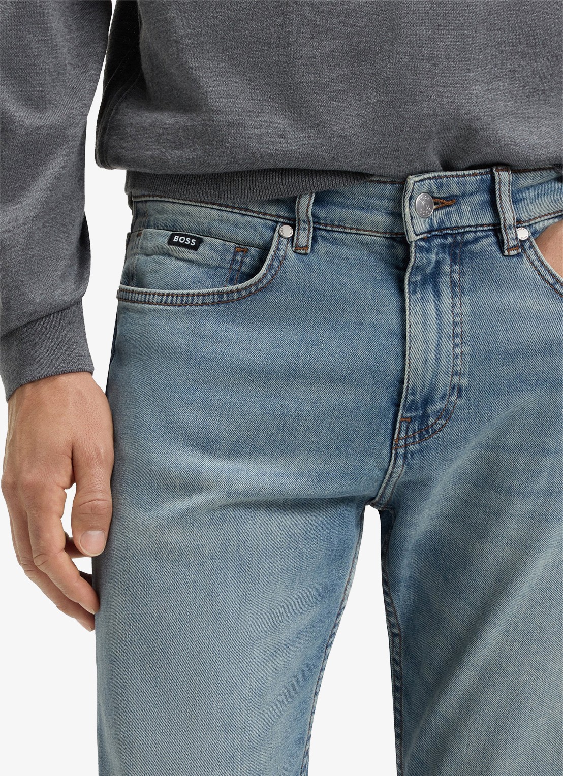 BOSS H-Delaware slim fit jeans met verwassen afwerking - detail 6 indigo