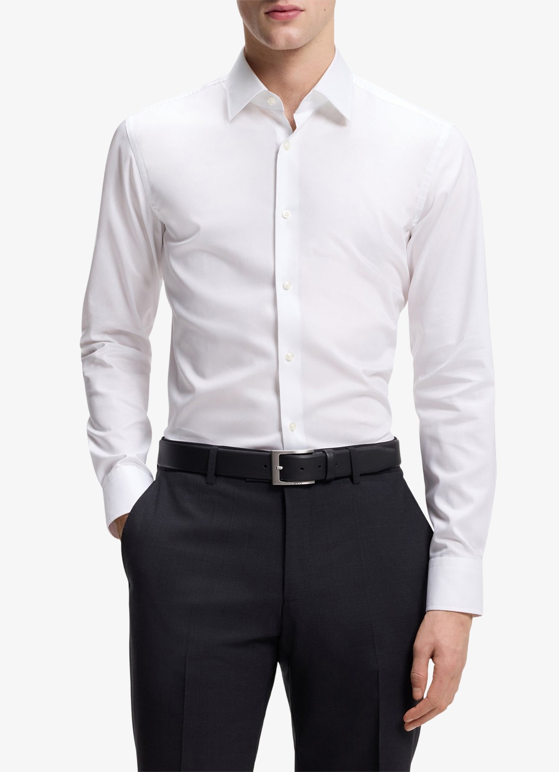 BOSS H-Hank-Kent slim fit overhemd - detail 2 wit
