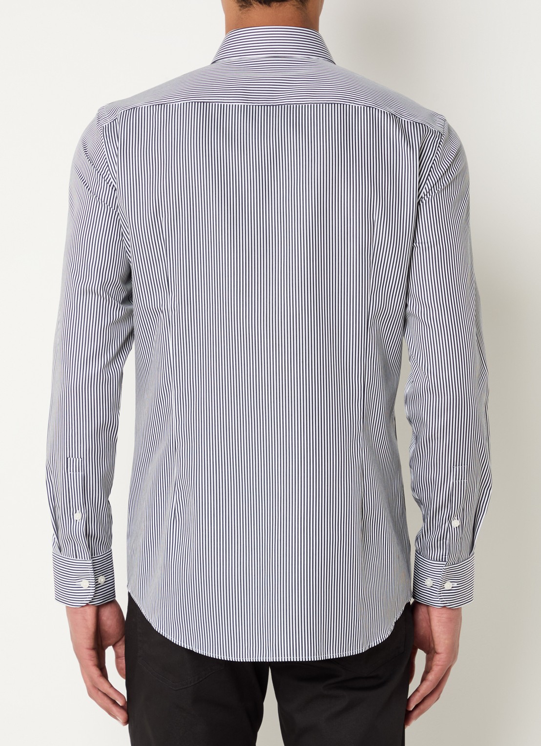 BOSS H-hank slim fit overhemd met streepprint - achterkant 3 zwart