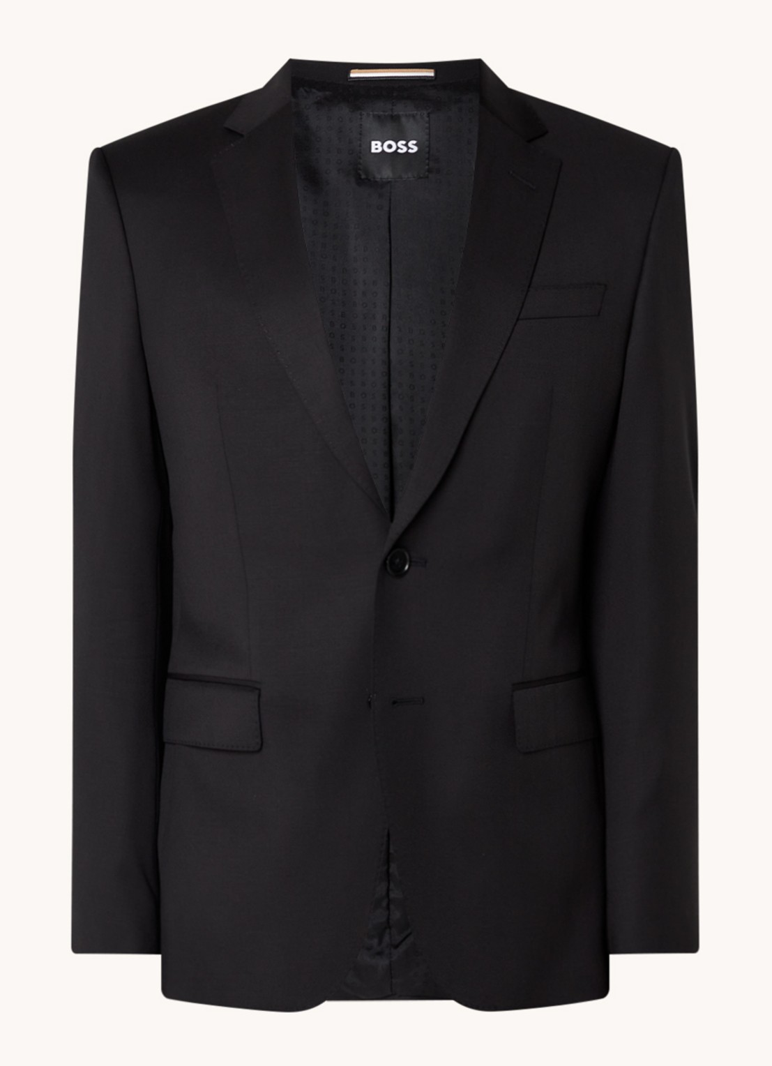 BOSS H-Huge slim fit colbert van wol met klepzakken - voorkant antraciet