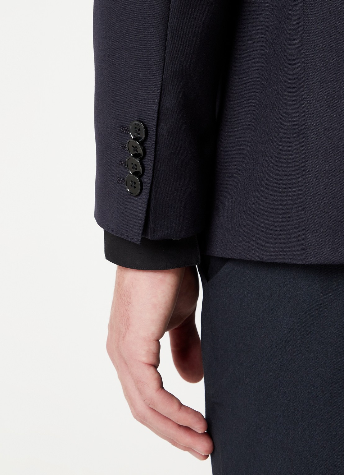 BOSS H-Huge slim fit colbert van wol met klepzakken - detail 3 donkerblauw