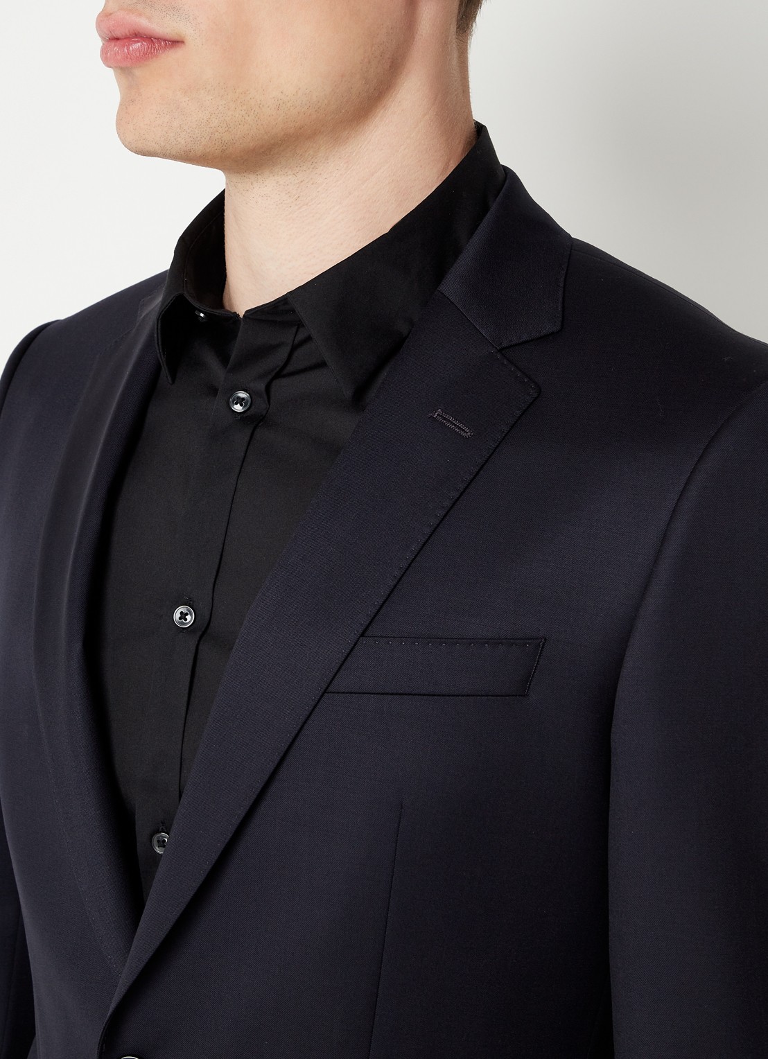 BOSS H-Huge slim fit colbert van wol met klepzakken - detail 4 donkerblauw