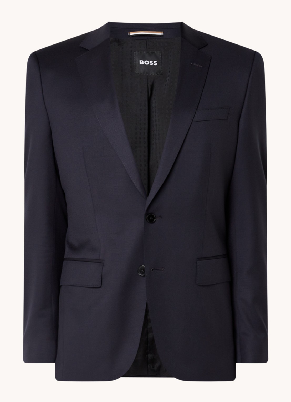 BOSS H-Huge slim fit colbert van wol met klepzakken - voorkant 5 donkerblauw
