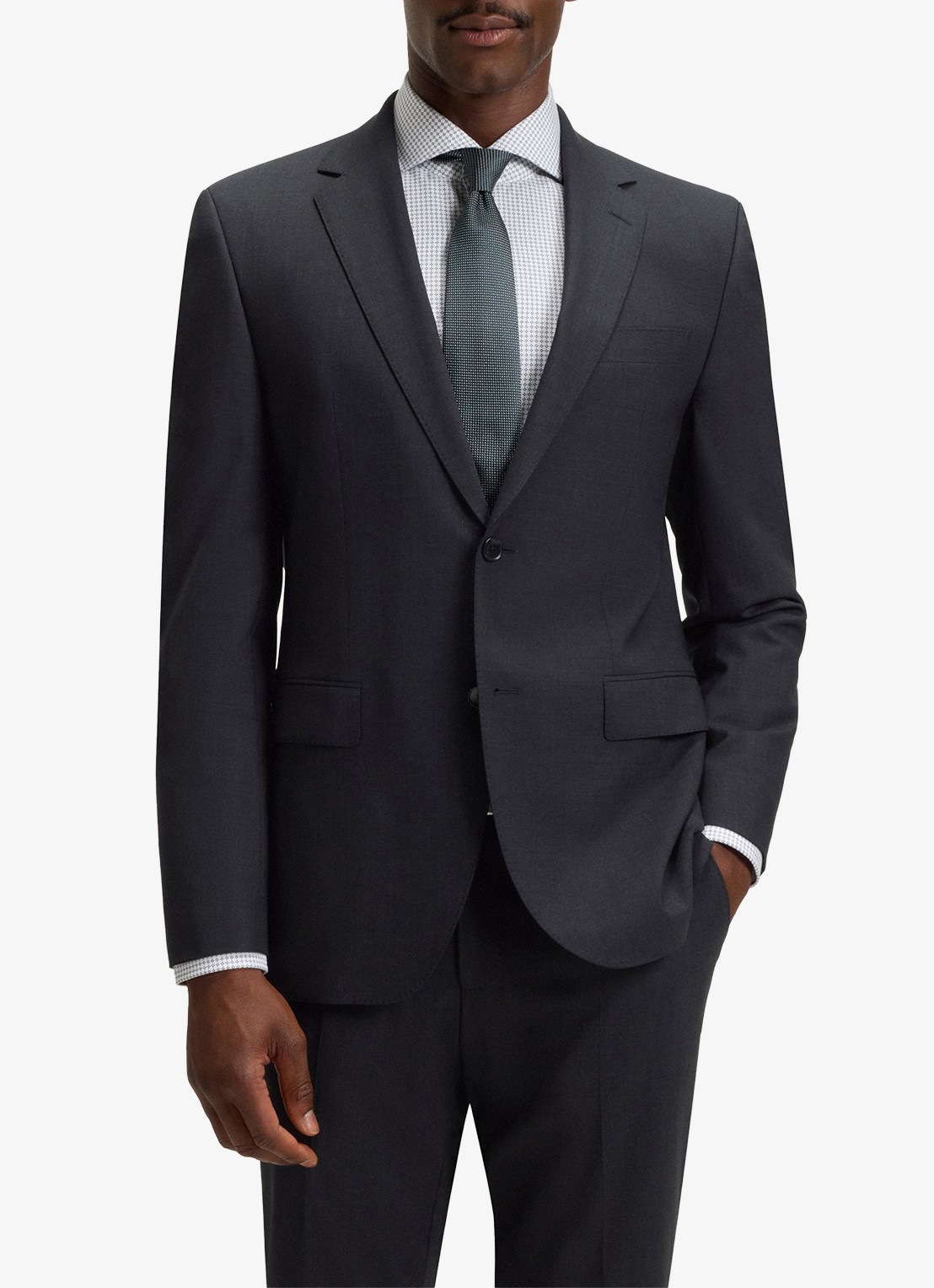 BOSS H-Jeckson regular fit 2-delig pak in scheerwolblend - voorkant 8 donkergrijs