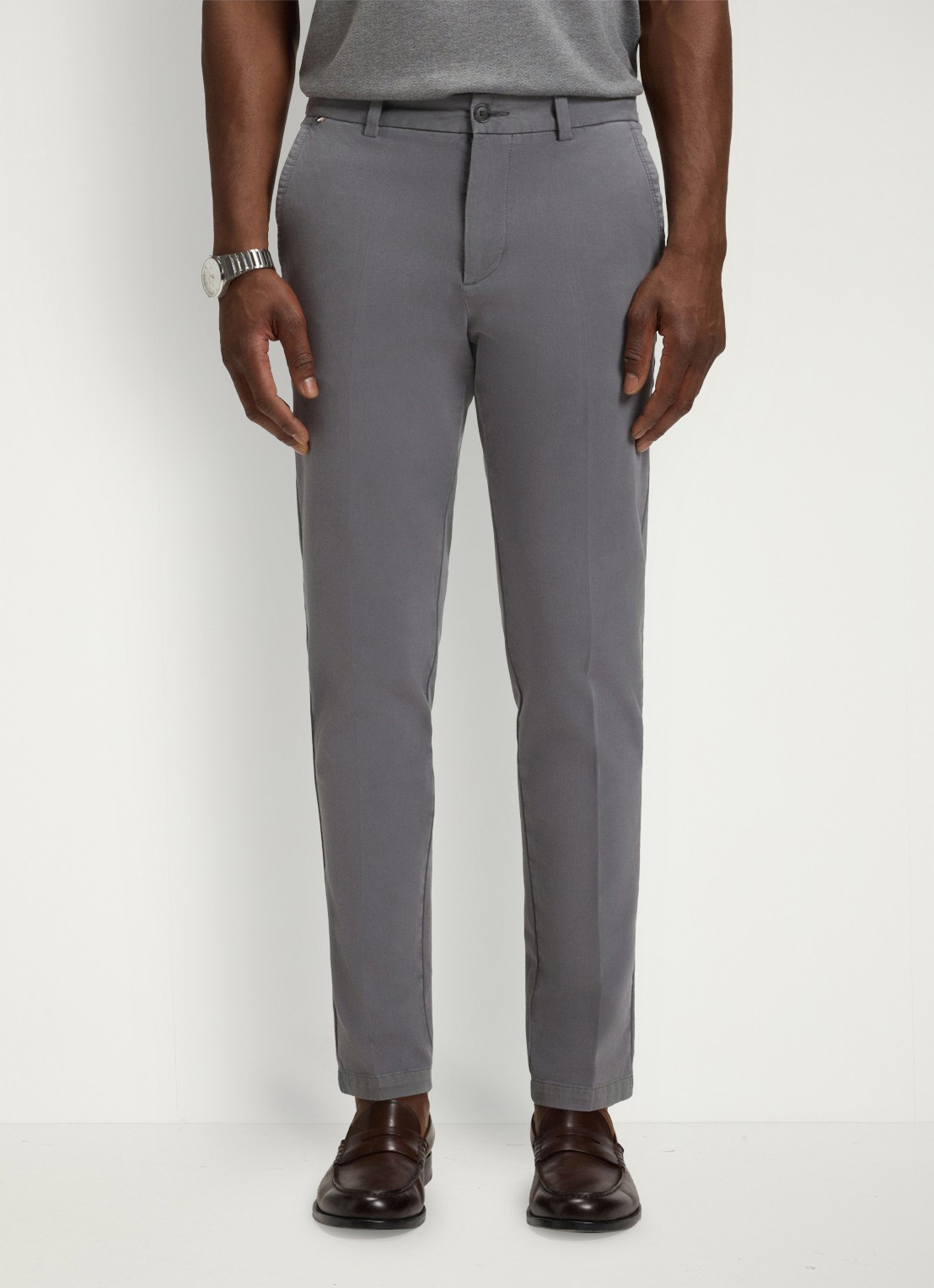 BOSS H-Kaiton1 slim fit chino met steekzakken - detail dark grey-029 / grijs