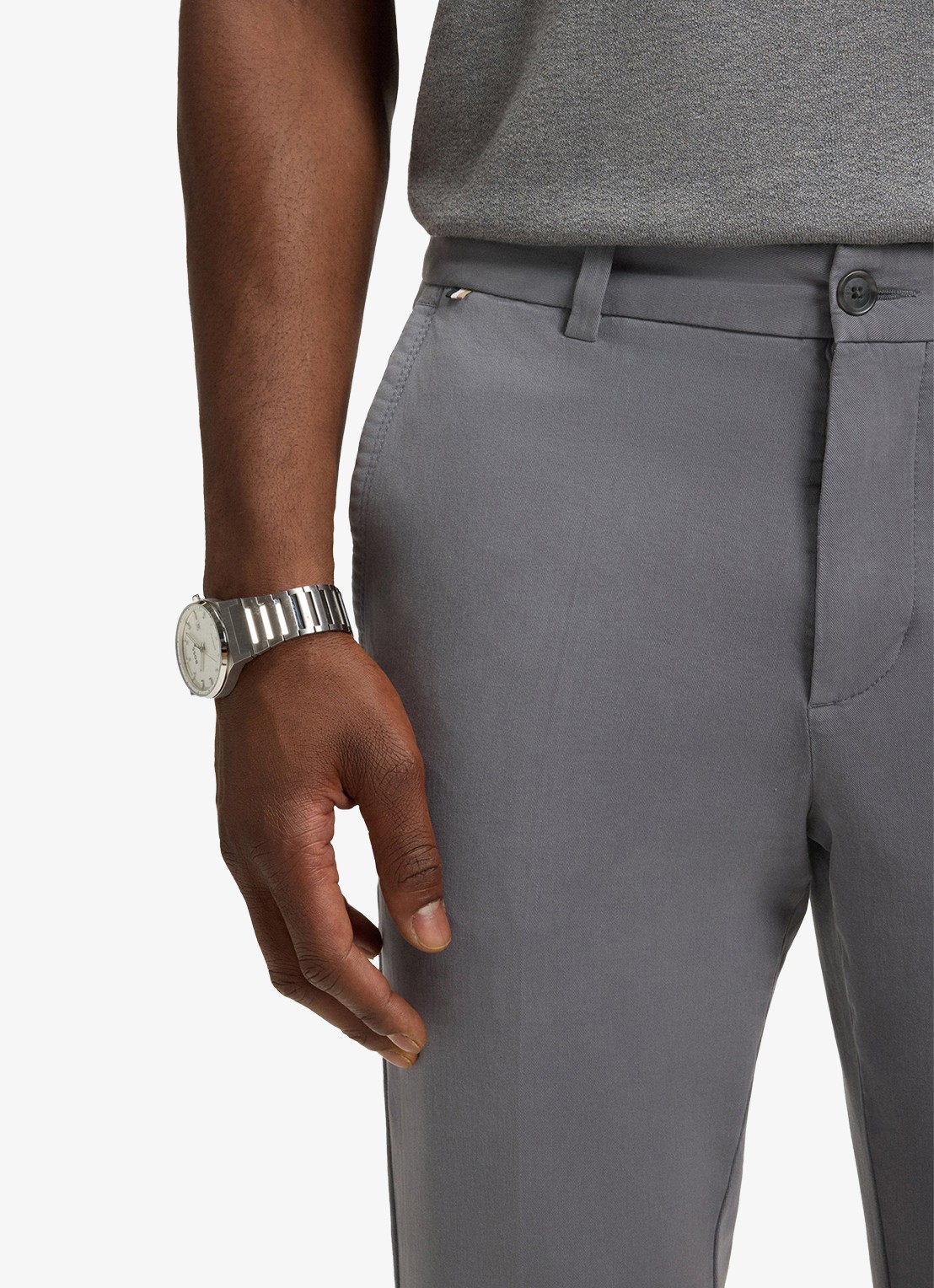 BOSS H-Kaiton1 slim fit chino met steekzakken - detail 3 dark grey-029 / grijs