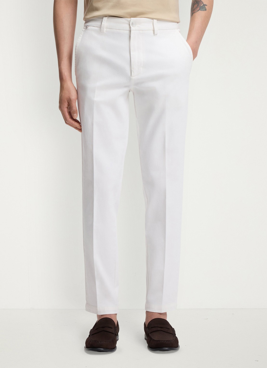 BOSS H-Kaiton1 slim fit chino met steekzakken - detail 3 white-100 / wit