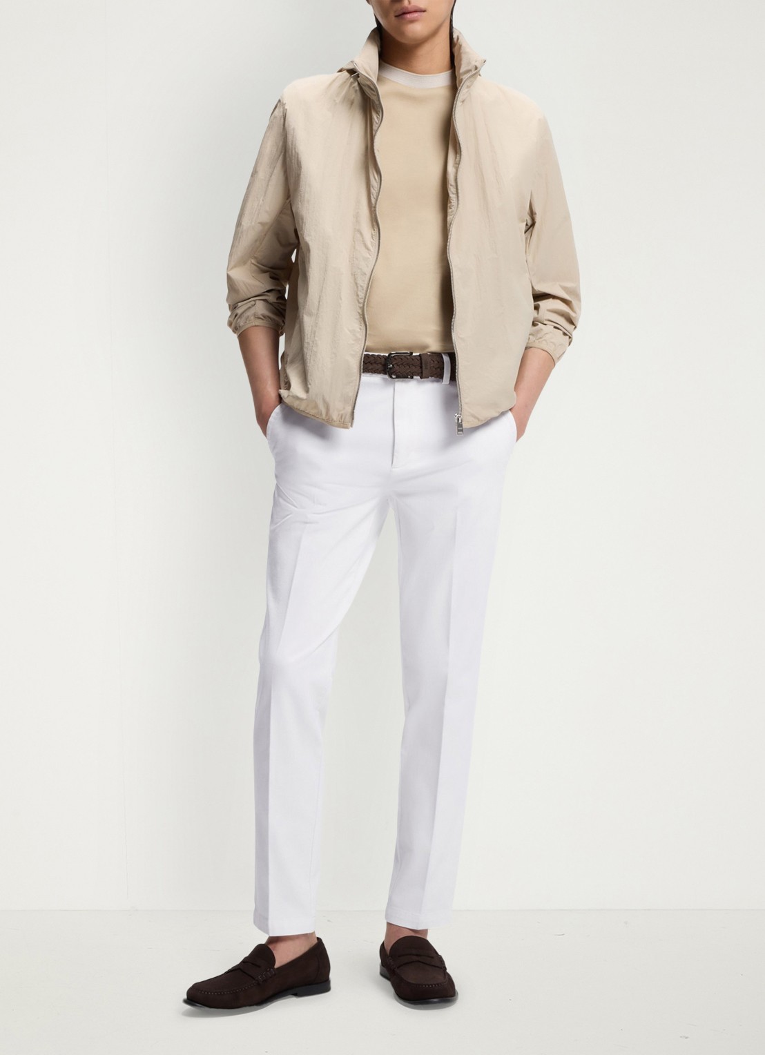 BOSS H-Kaiton1 slim fit chino met steekzakken - voorkant 2 white-100 / wit