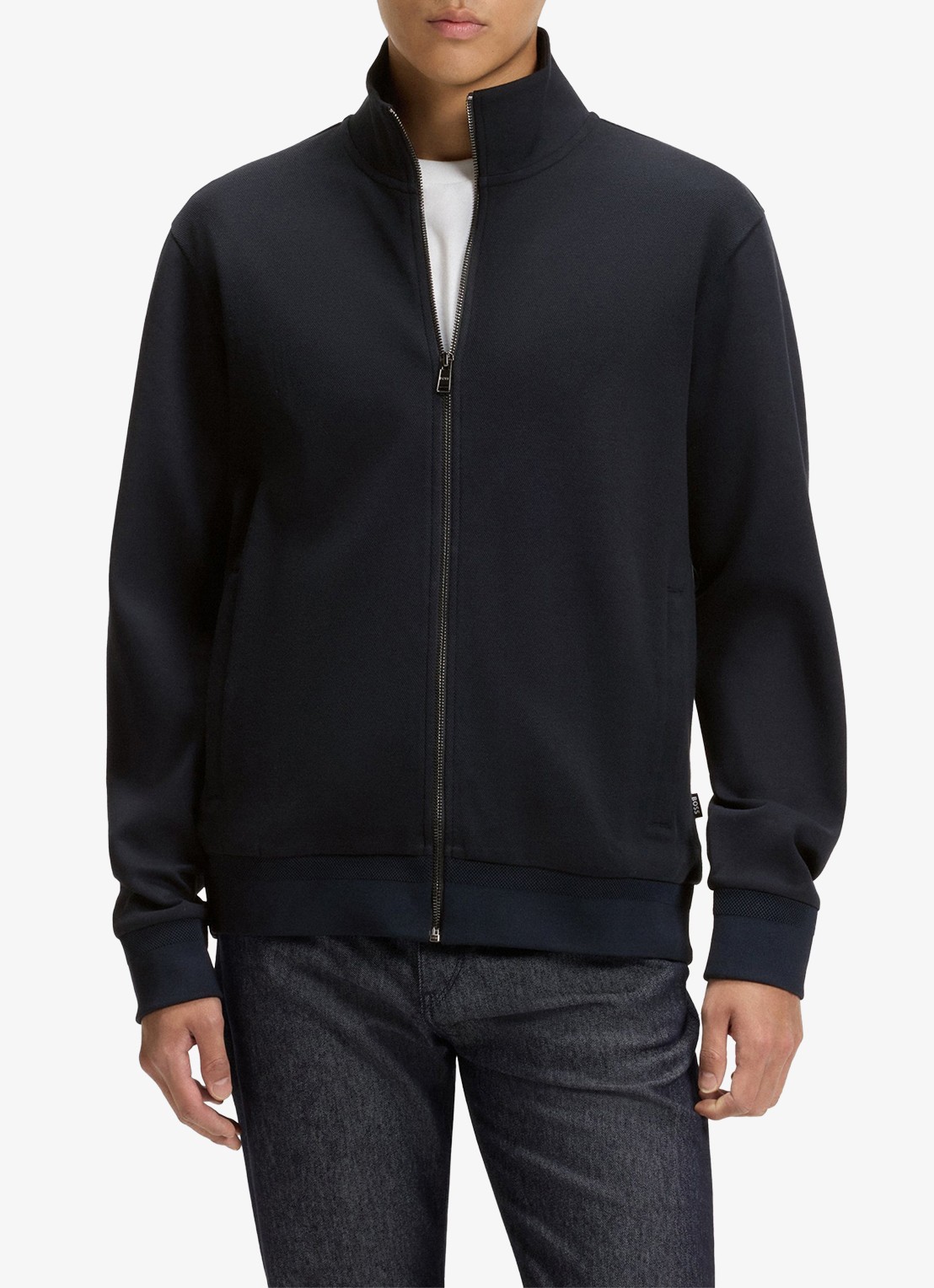 BOSS H-Shepherd sweatvest met steekzakken  - detail 3 donkerblauw