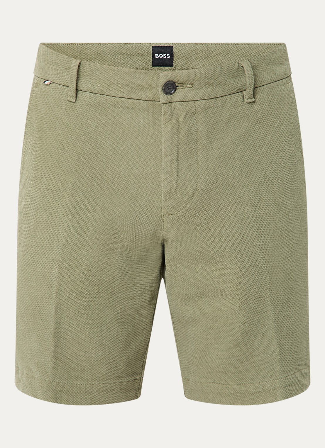 BOSS H-Slice slim fit korte chino met steekzakken - voorkant 3 olijfgroen