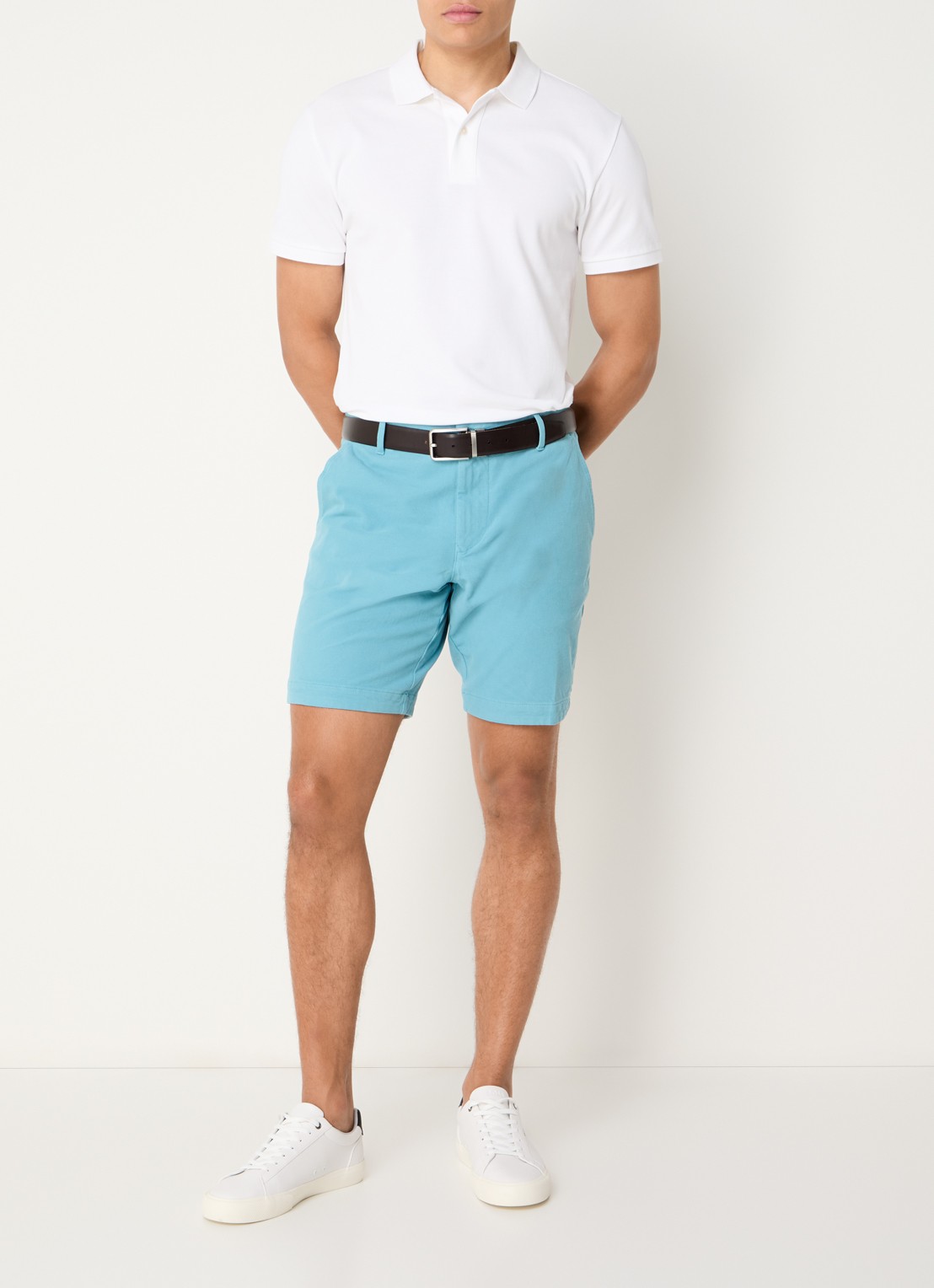 BOSS H-Slice slim fit korte chino met steekzakken - voorkant 4 zeegroen
