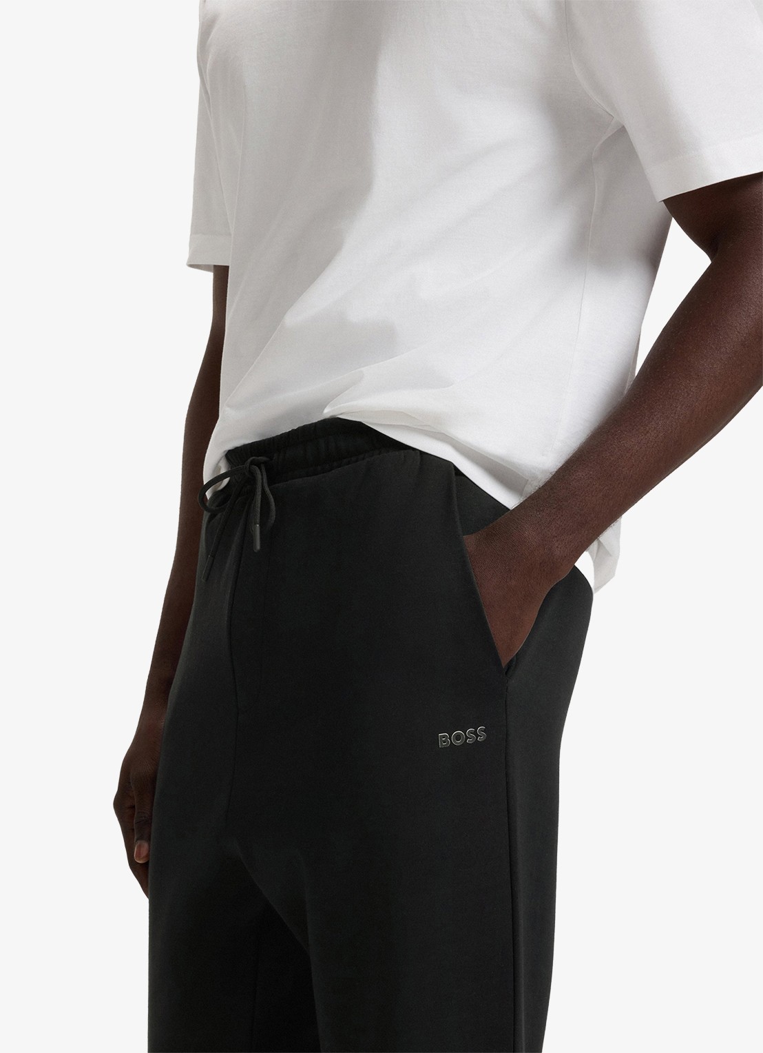 BOSS Hadiko tapered fit joggingbroek met steekzakken - detail 4 zwart
