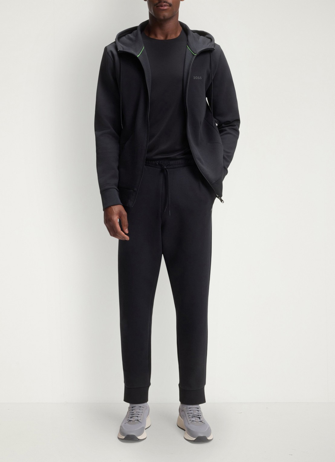 BOSS Hadiko tapered fit joggingbroek met steekzakken - voorkant 2 donkerblauw