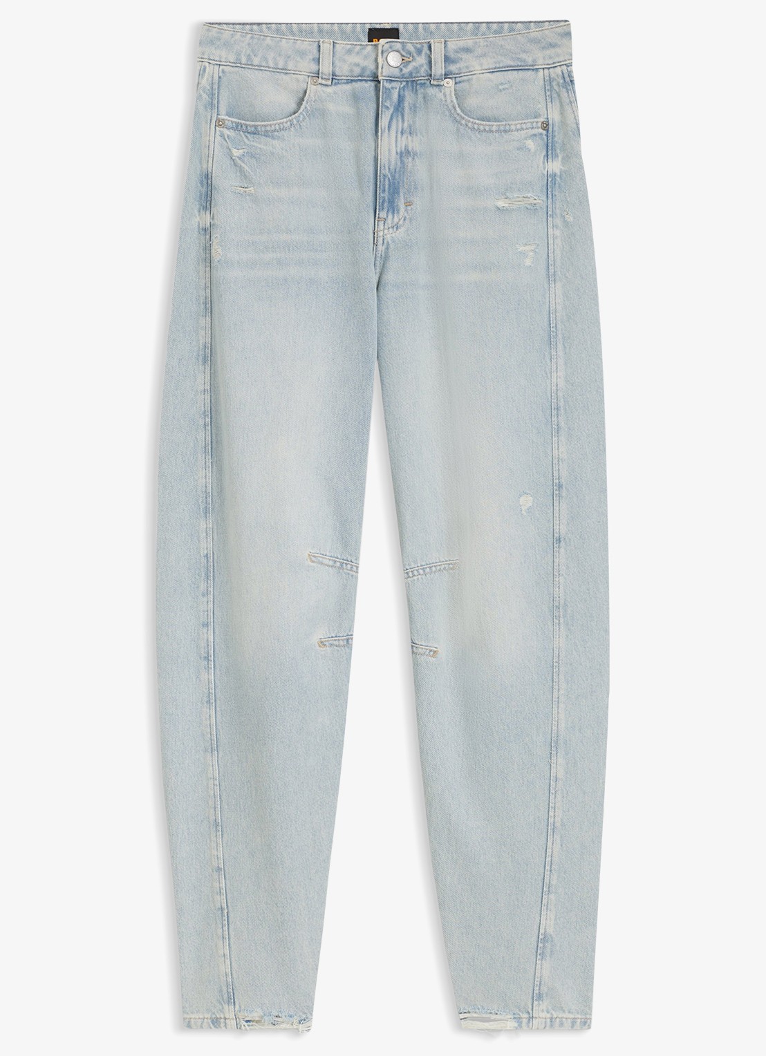 BOSS High waist balloon fit jeans met lichte wassing - voorkant 4 denim