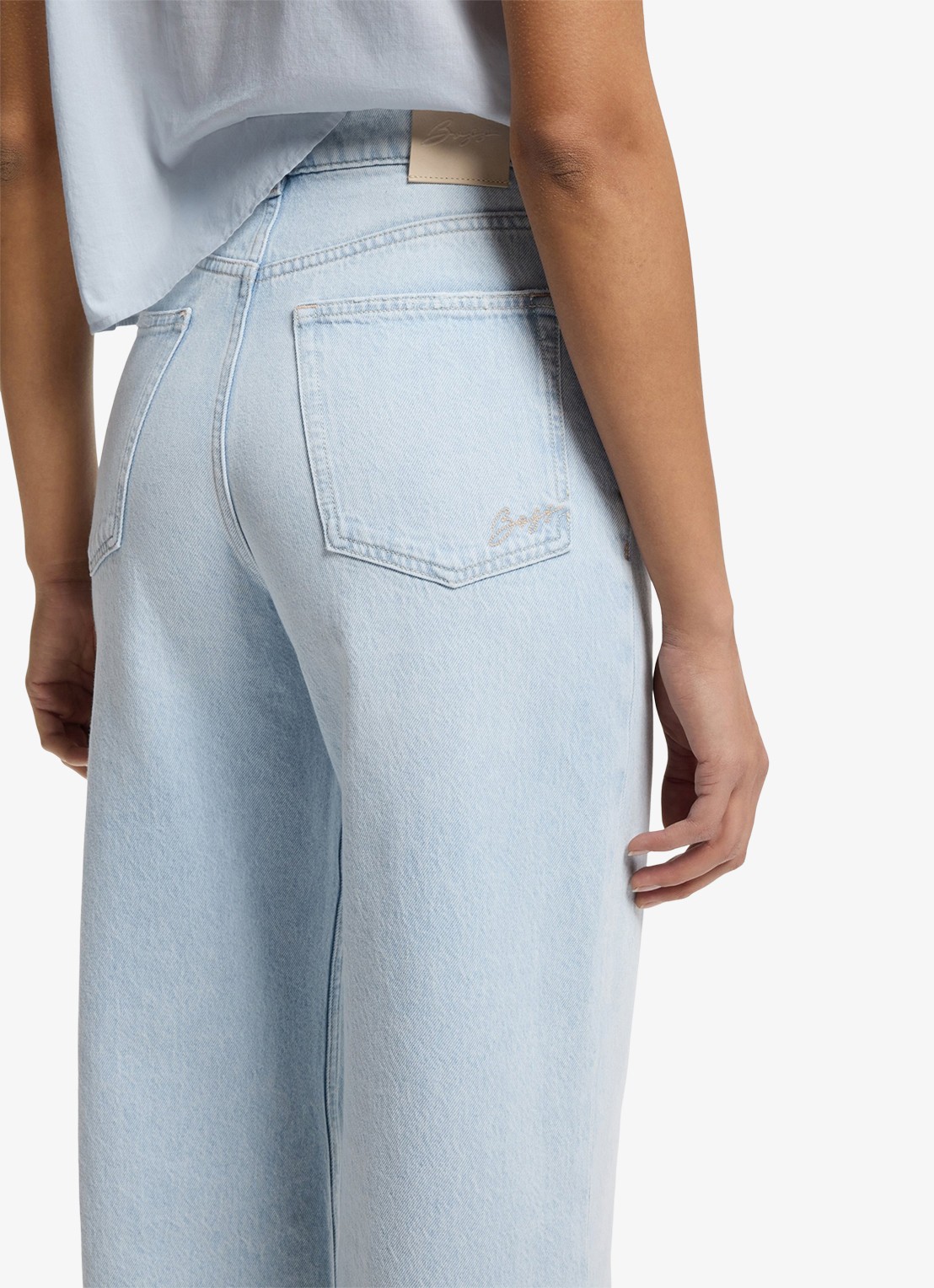 BOSS High waist cropped jeans met lichte wassing  - detail 4 indigo