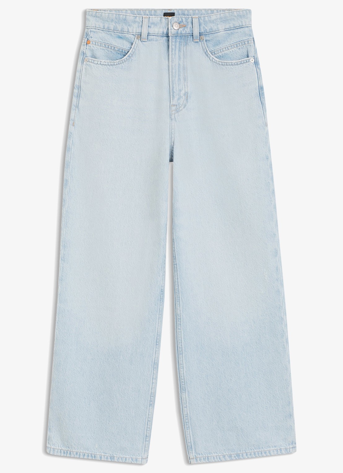 BOSS High waist cropped jeans met lichte wassing  - voorkant indigo