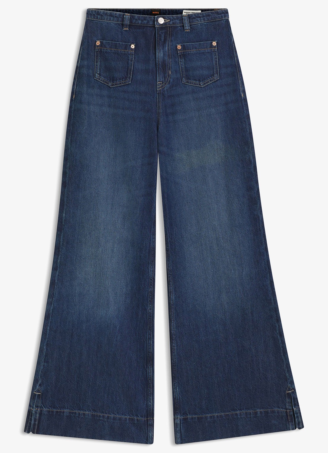 BOSS High waist flared jeans in donkere wassing - voorkant indigo