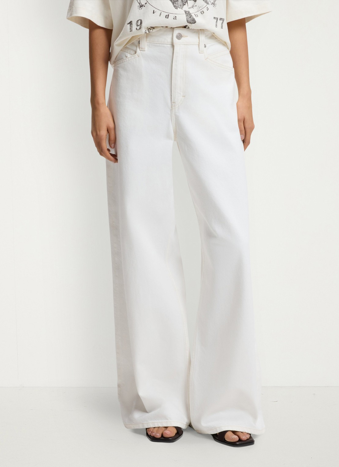 BOSS High waist loose fit jeans met gekleurde wassing - detail 4 wit
