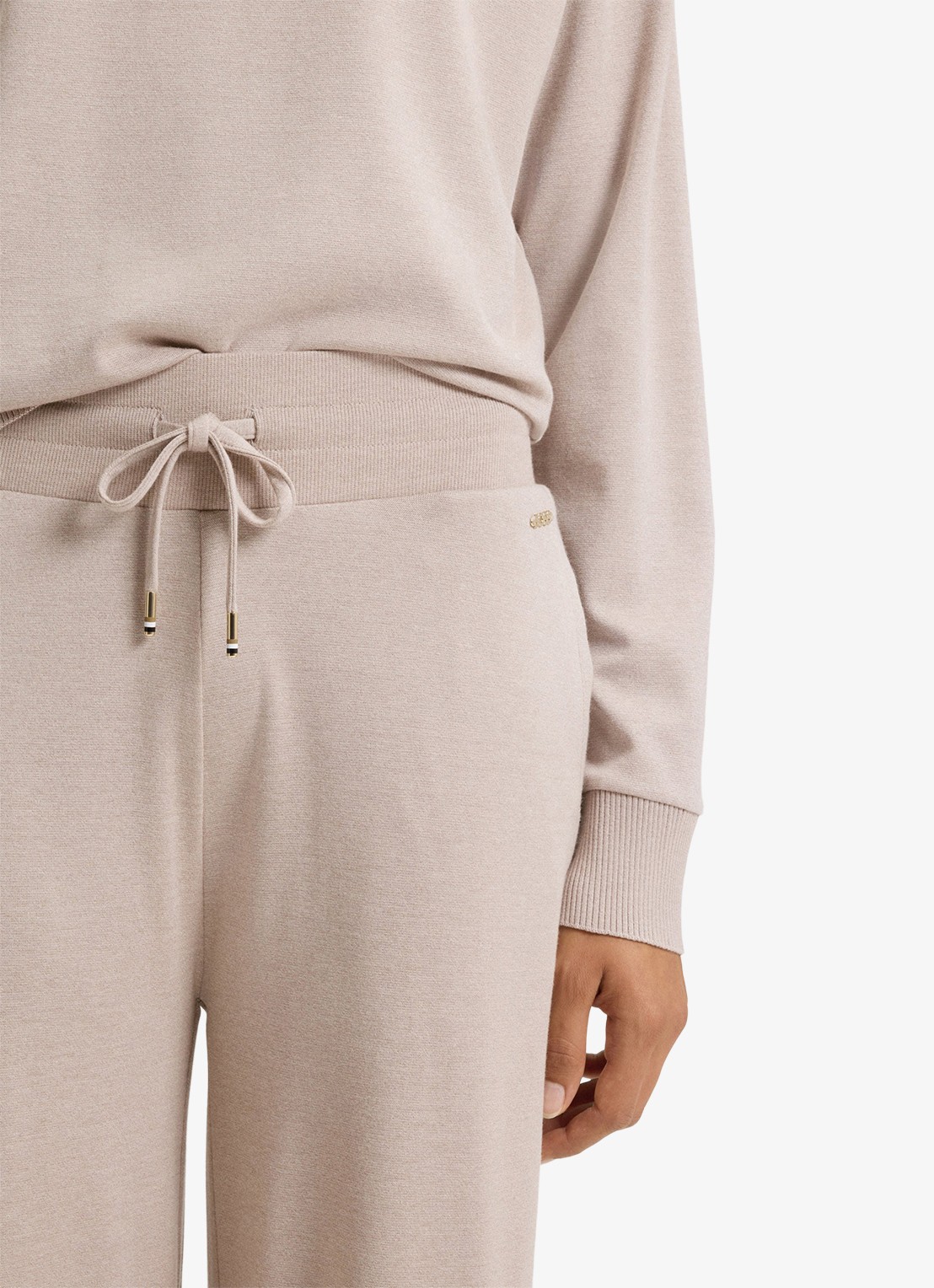 BOSS High waist loose fit joggingbroek met steekzakken - detail 3 beige