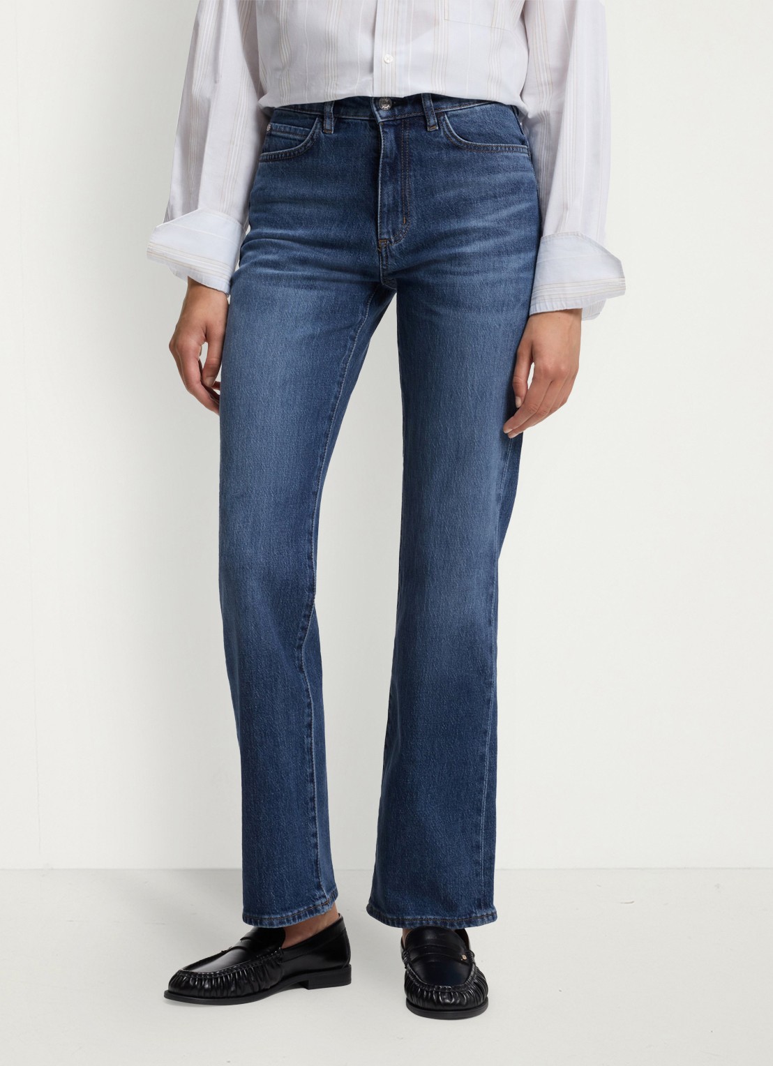 BOSS High waist slim fit jeans met donkere wassing - detail 4 denim