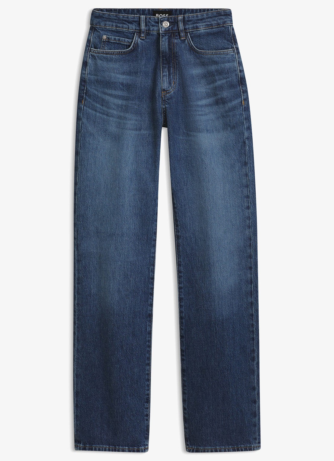 BOSS High waist slim fit jeans met donkere wassing - voorkant denim
