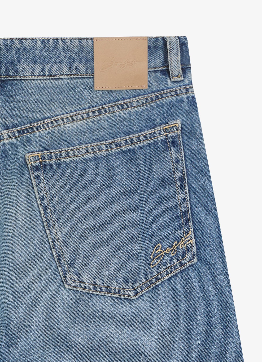 BOSS High waist straight fit jeans met lichte wassing - detail 6 denim