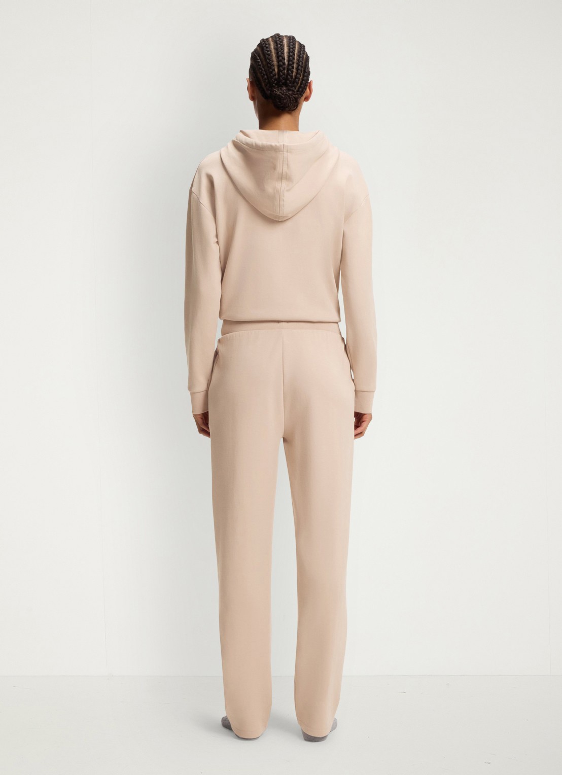 BOSS High waist straight fit joggingbroek met steekzakken - achterkant light beige-270 / beige