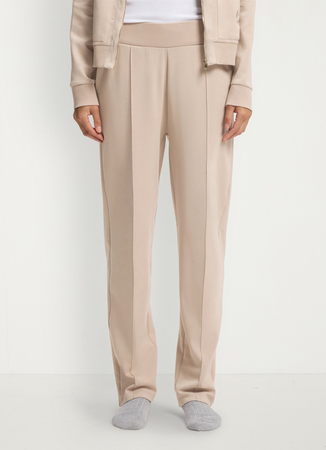 BOSS High waist straight fit joggingbroek met steekzakken - detail 6 light beige-270 / beige