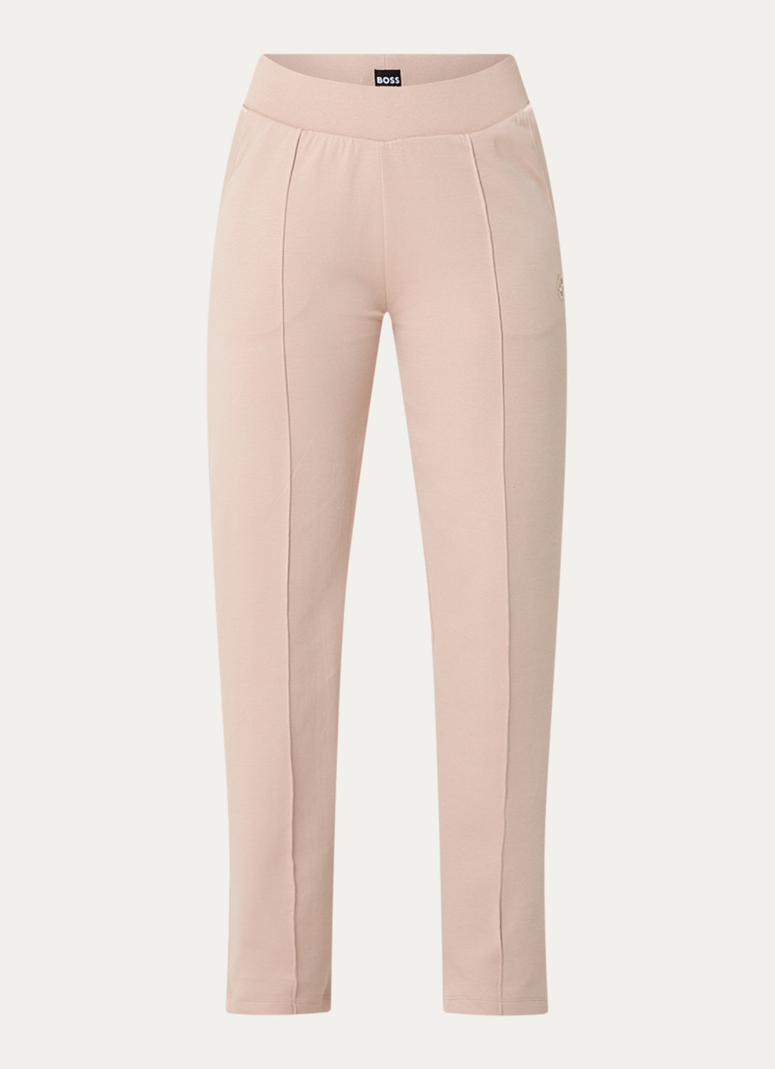 BOSS High waist straight fit joggingbroek met steekzakken - voorkant 5 light beige-270 / beige