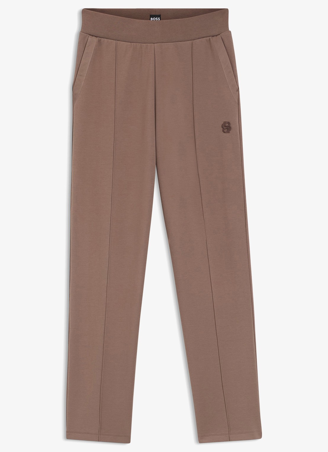 BOSS High waist straight fit joggingbroek met steekzakken - voorkant 2 open brown-240 / bruin