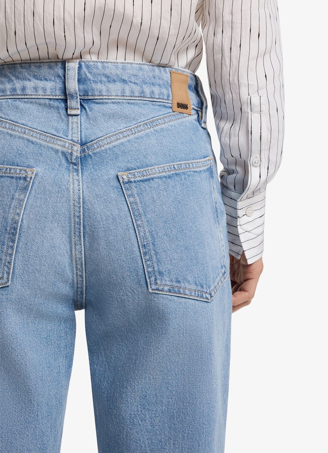BOSS High waist straight leg jeans met steekzakken - detail 4 indigo