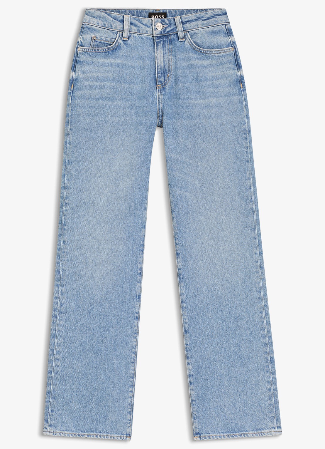 BOSS High waist straight leg jeans met steekzakken - voorkant indigo