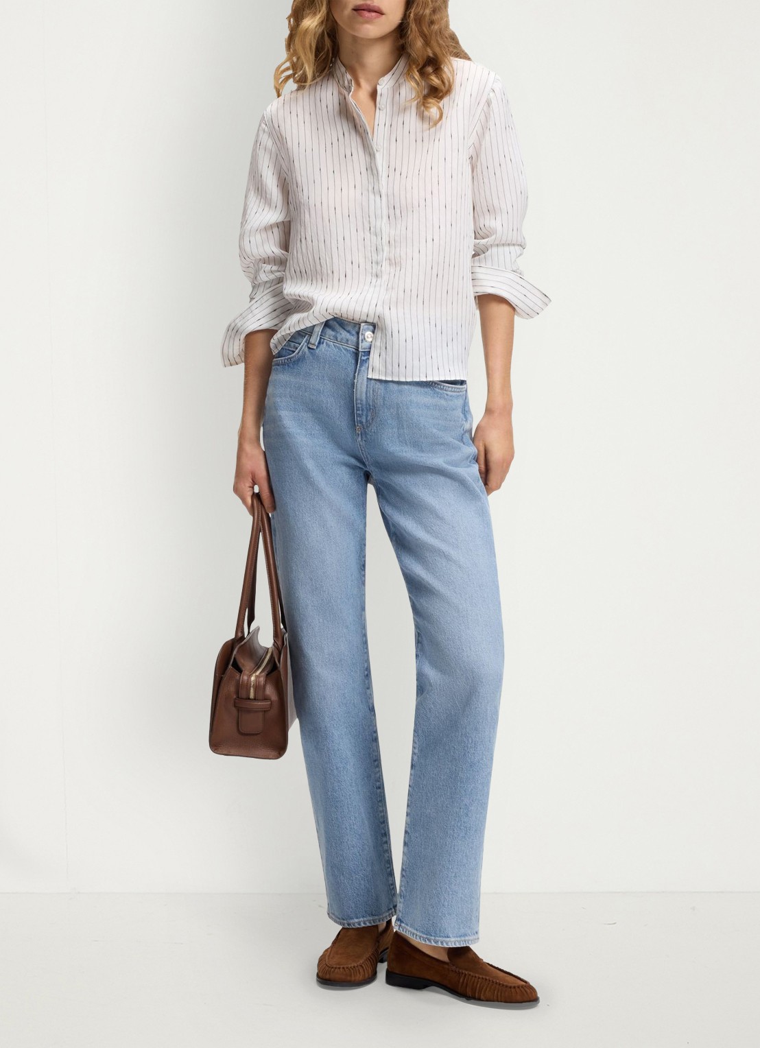 BOSS High waist straight leg jeans met steekzakken - voorkant 2 indigo