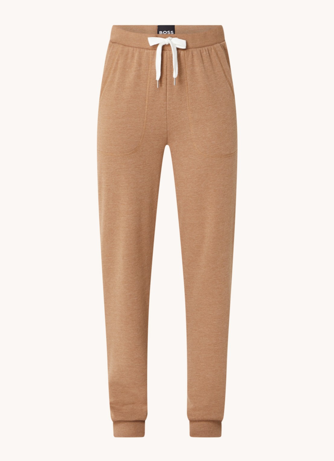BOSS High waist tapered fit joggingbroek met logoband - voorkant 2 camel