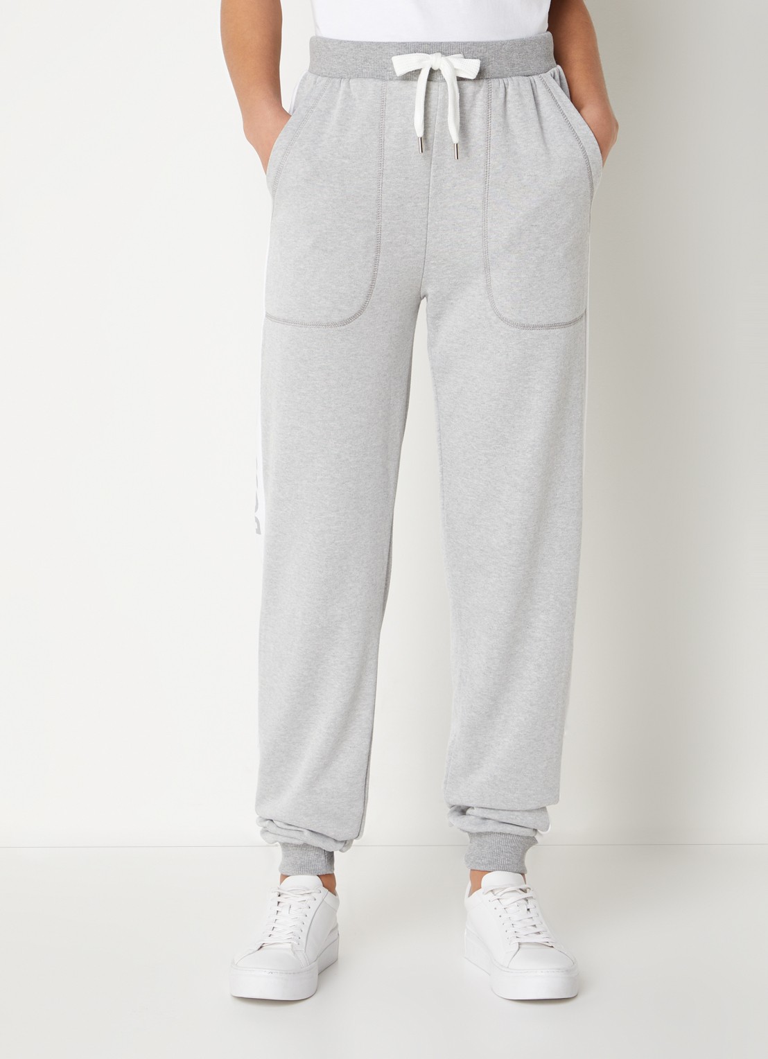 BOSS High waist tapered fit joggingbroek met logoband - detail 2 grijsmele