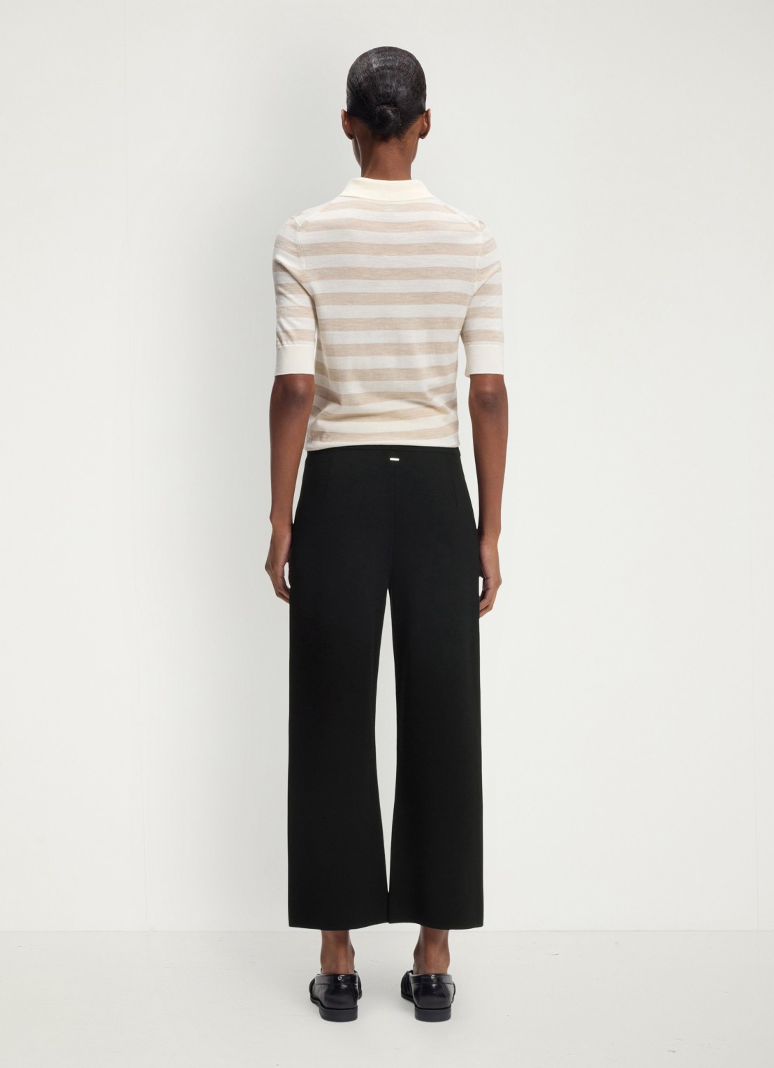 BOSS High waist wide fit cropped pantalon - achterkant 3 zwart
