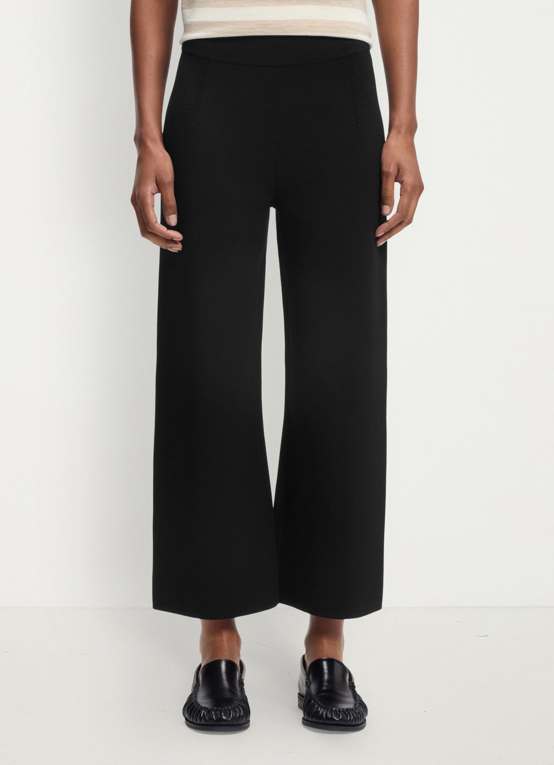 BOSS High waist wide fit cropped pantalon - detail zwart