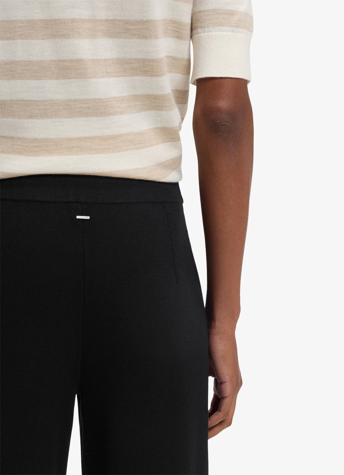 BOSS High waist wide fit cropped pantalon - detail 2 zwart
