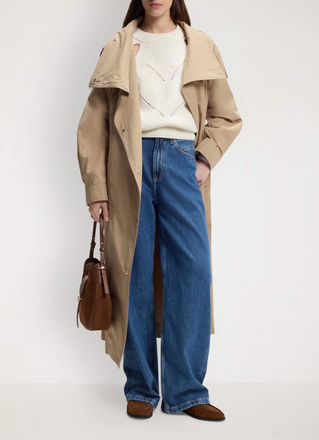 BOSS High waist wide fit jeans met donkere wassing - voorkant 6 denim