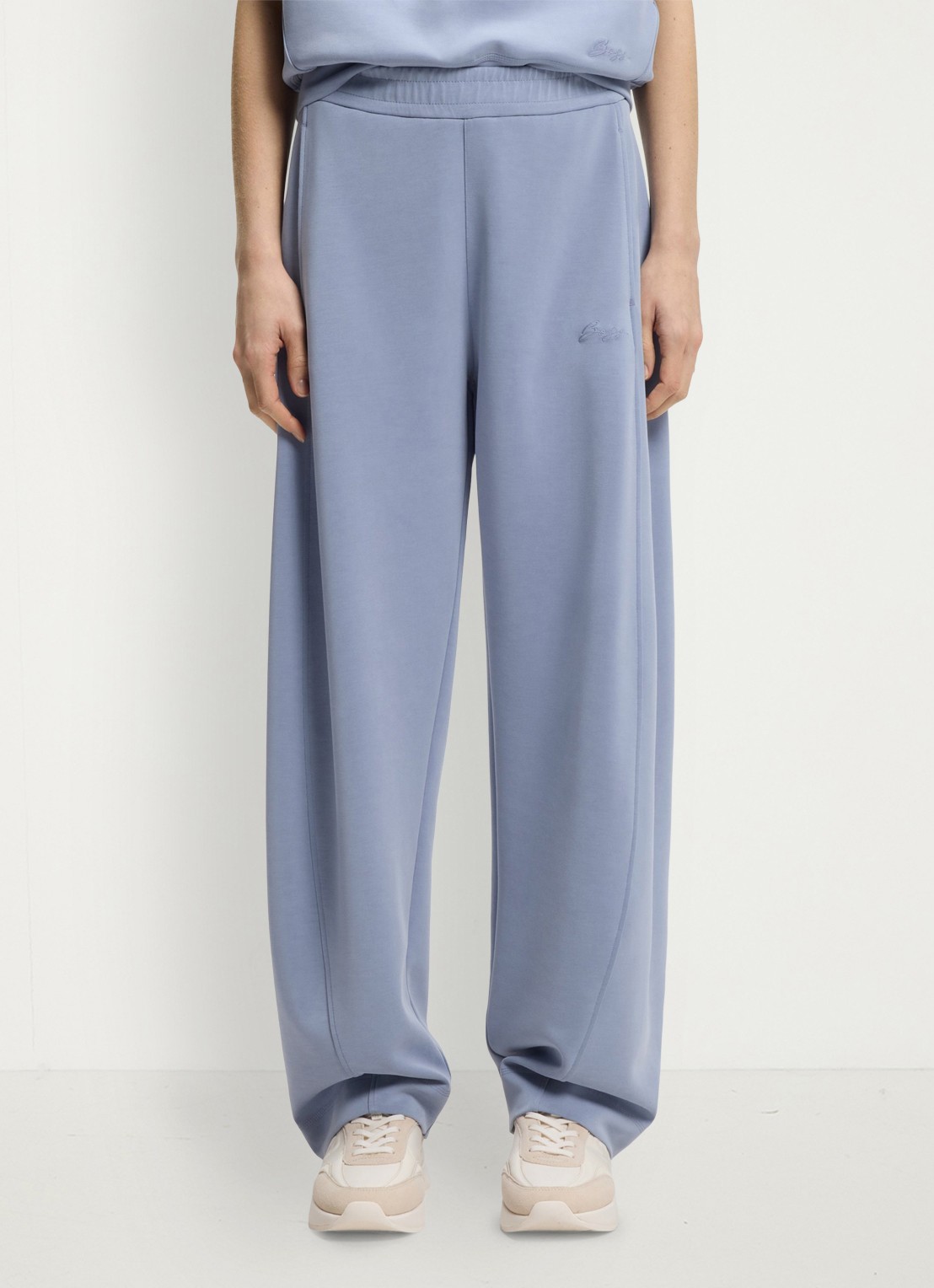 BOSS High waist wide fit joggingbroek met steekzakken - detail 4 bright blue-431 / blauw