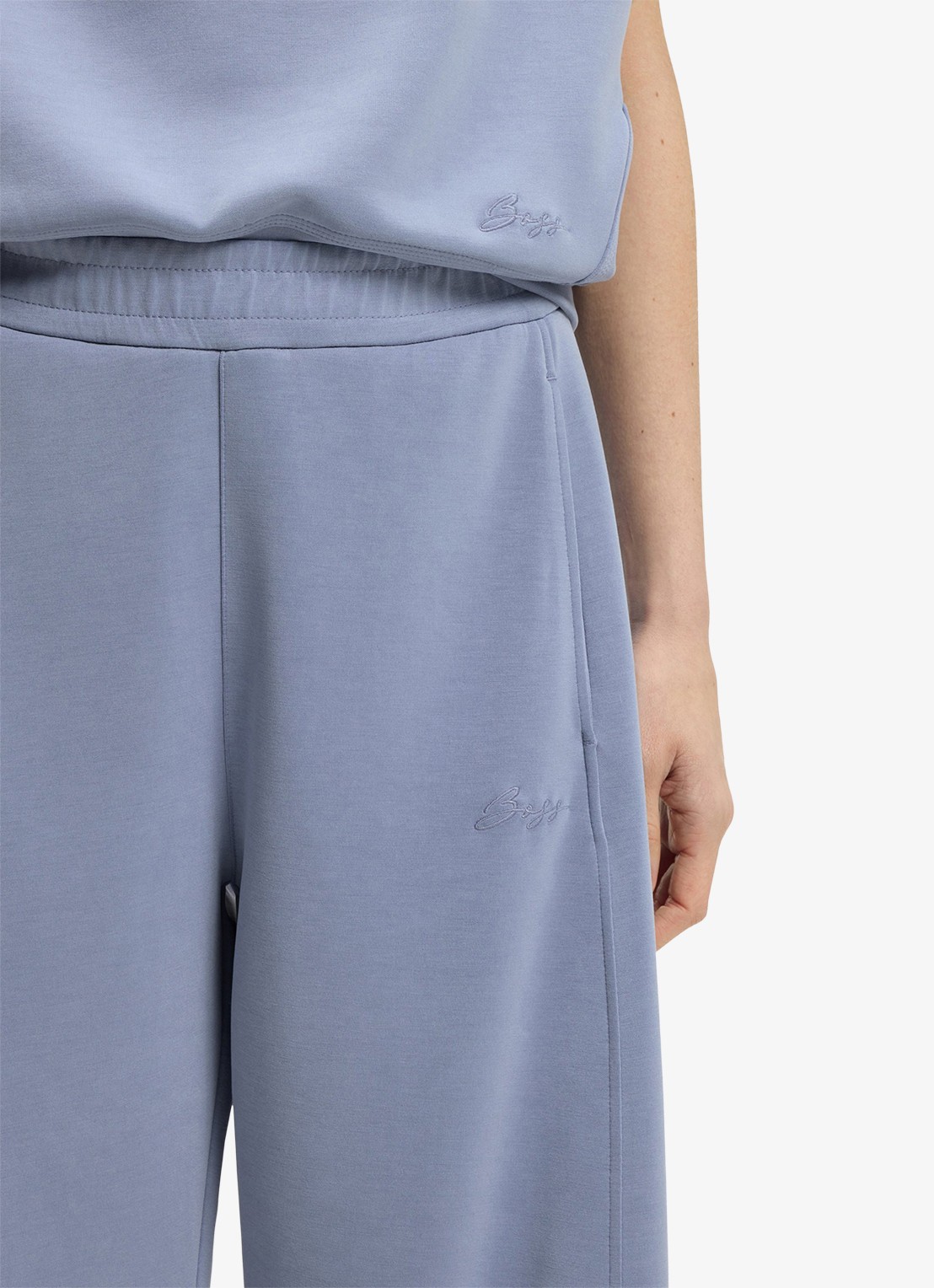BOSS High waist wide fit joggingbroek met steekzakken - detail 5 bright blue-431 / blauw