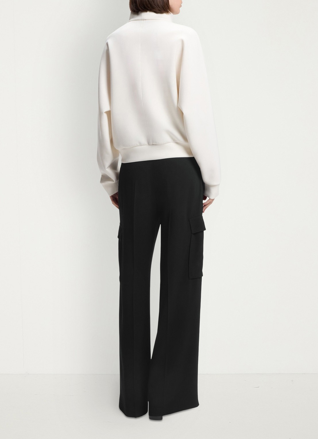 BOSS High waist wide fit pantalon met klepzakken - achterkant 6 zwart