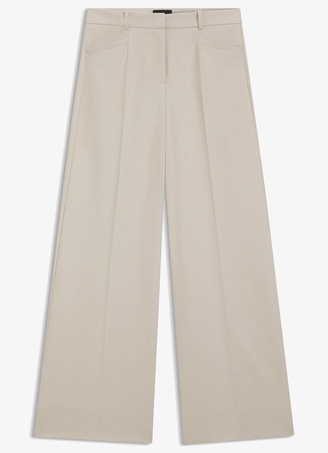 BOSS High waist wide fit pantalon met steekzakken - voorkant 2 creme