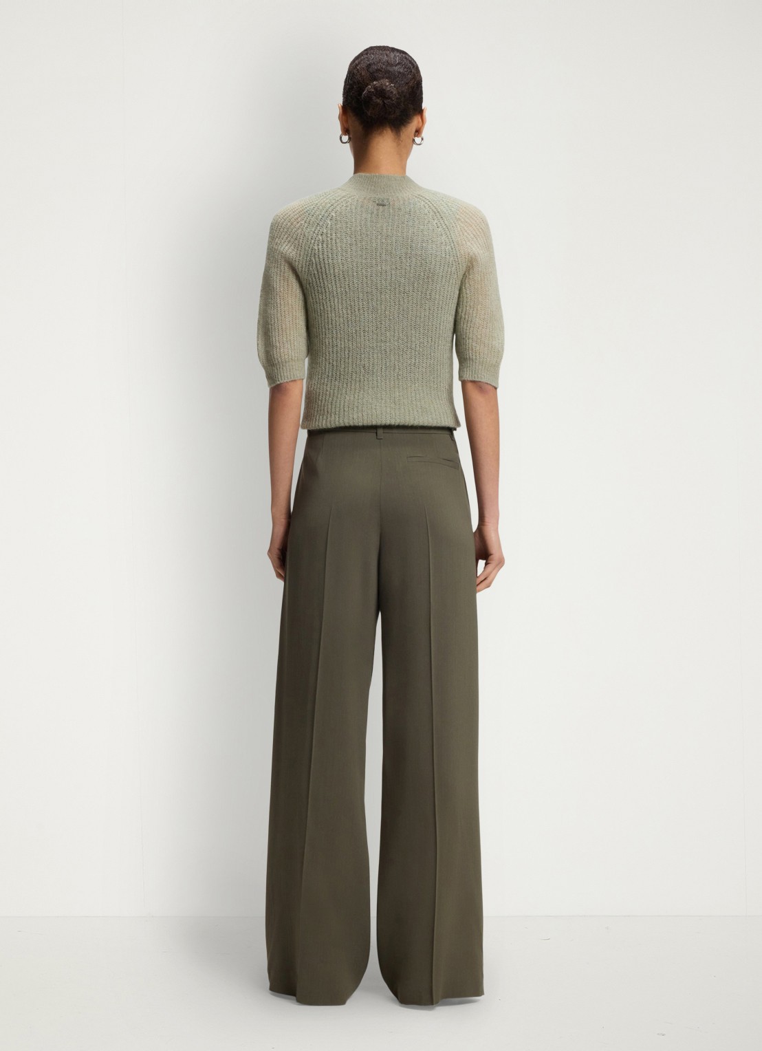 BOSS High waist wide fit pantalon met steekzakken - achterkant 3 groen