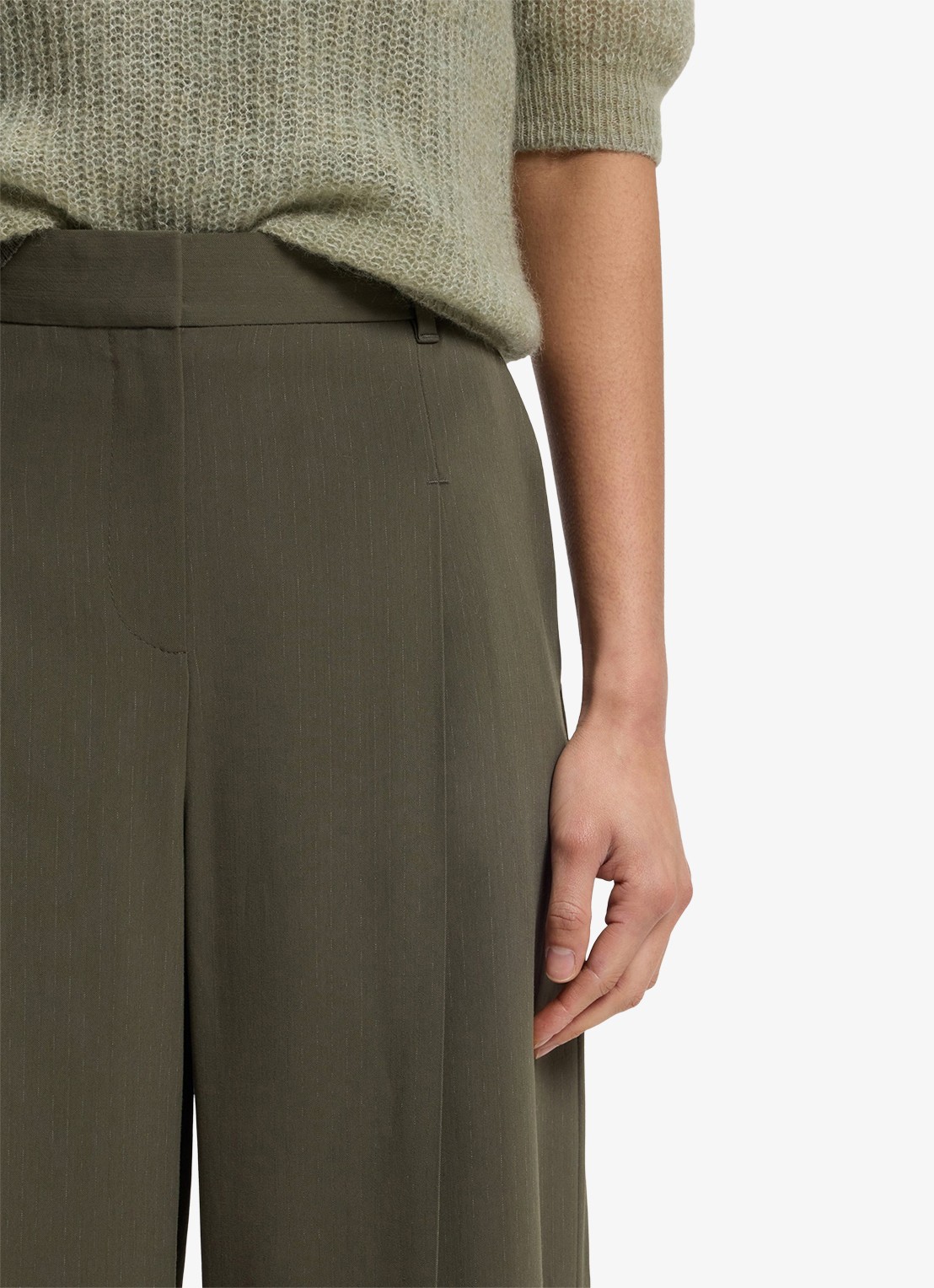 BOSS High waist wide fit pantalon met steekzakken - detail 5 groen
