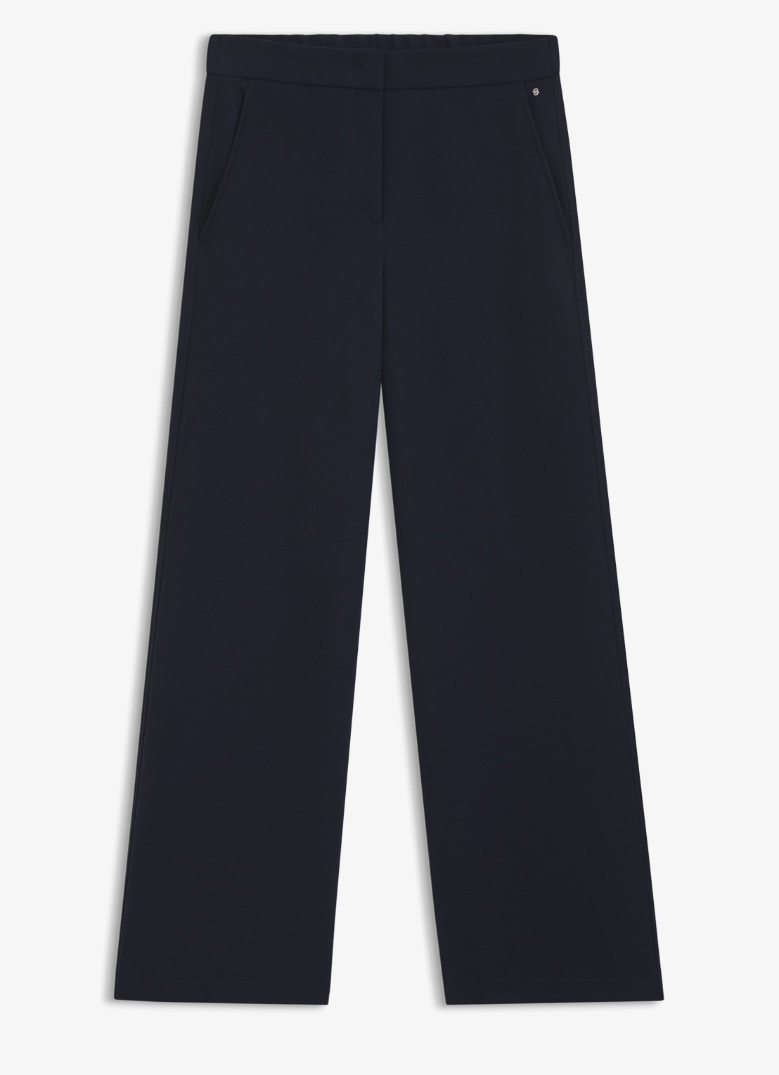 BOSS High waist wide fit pantalon met steekzakken - voorkant 2 dark blue-404 / blauw