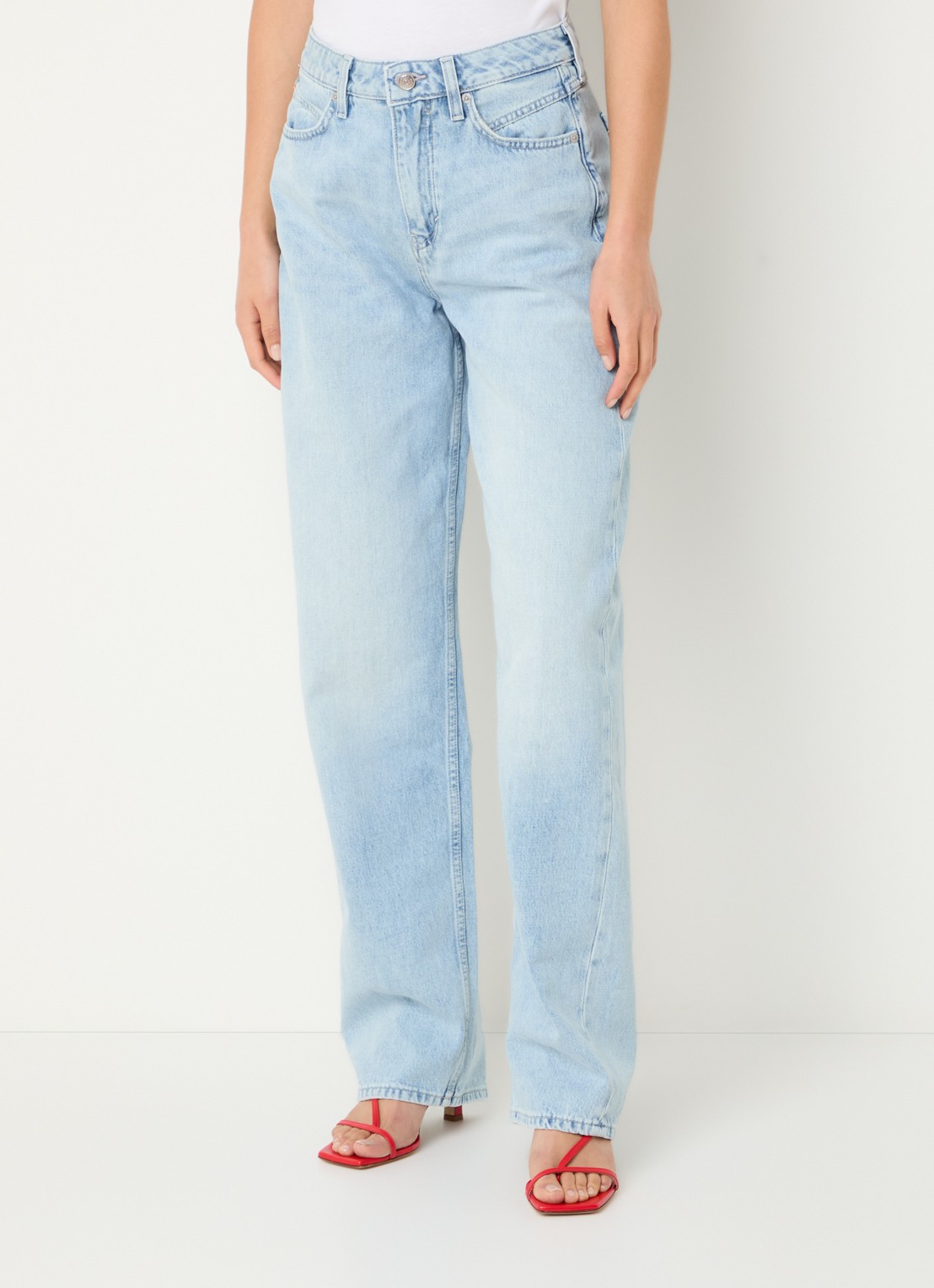 BOSS High waist wide leg jeans met steekzakken - detail 4 blauw